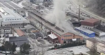 VIDEO: Pogled iz zraka - požar v SIJ Metalu Ravne