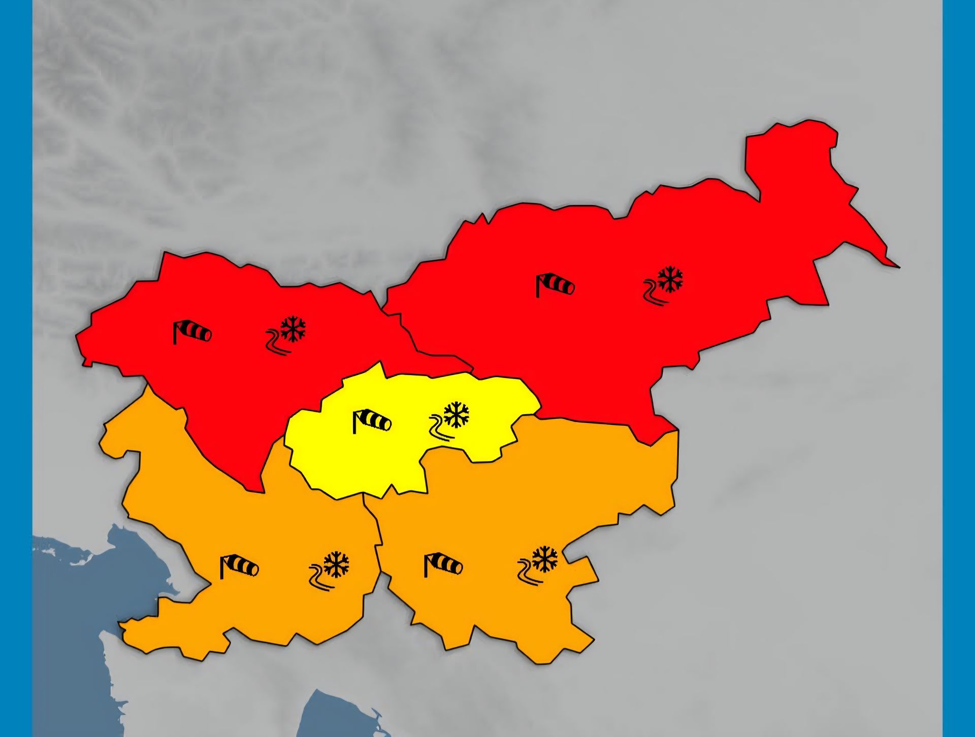 ARSO opozarja: Sunki vetra tudi nad 100 km/h