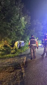 V Golavabuki vozilo zapeljalo v jarek, ena oseba se je poškodovala