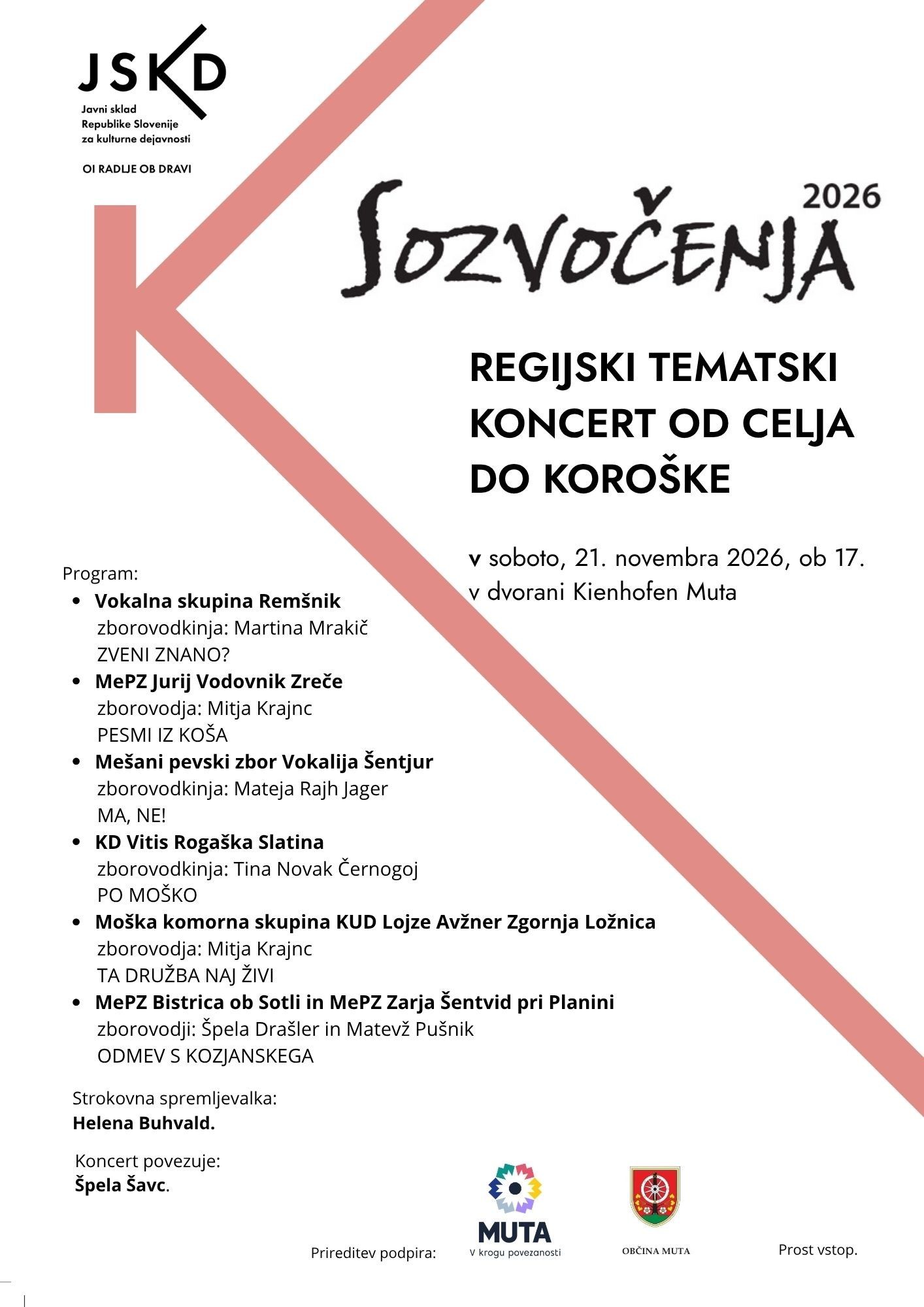 Sozvočenja 2026, regijski tematski koncert od Celja do Koroške