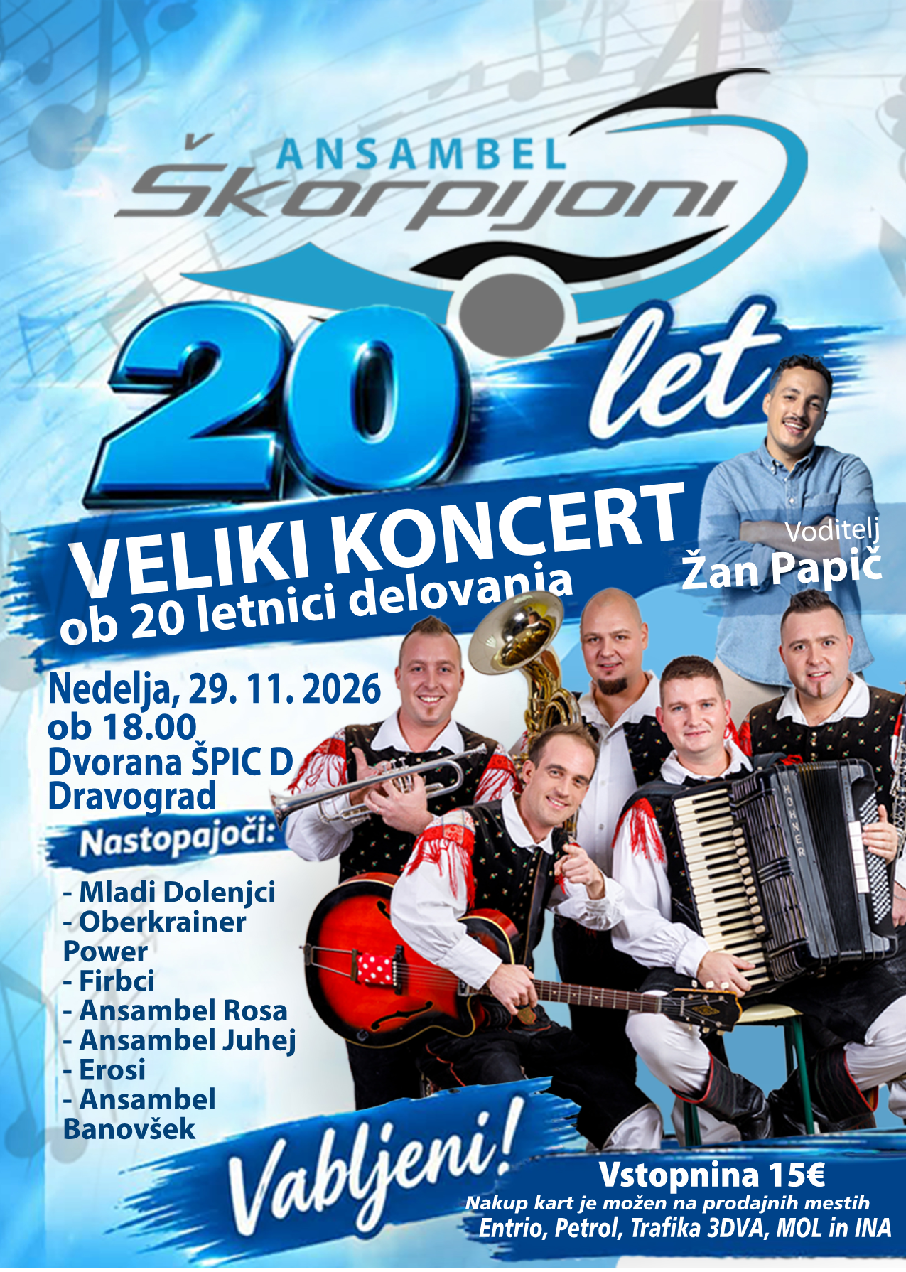 Veliki koncert ob 20-letnici delovanja ansambla Škorpijoni