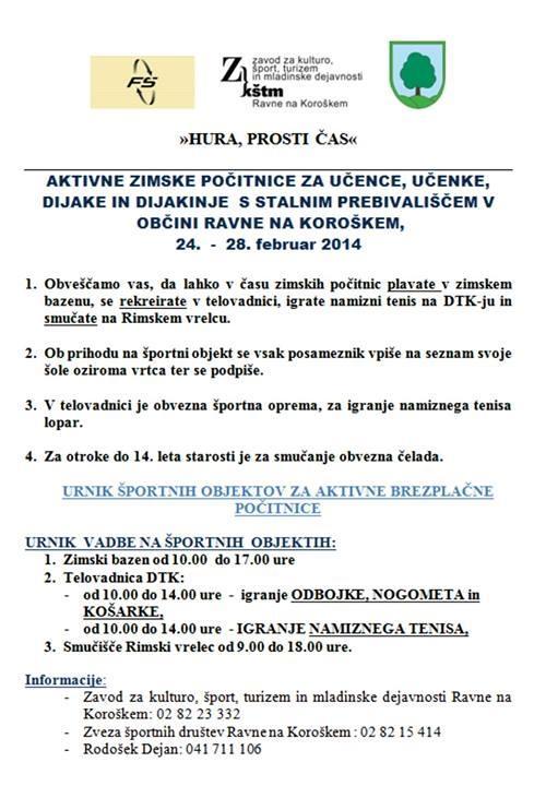 Aktivne zimske počitnice na Ravnah