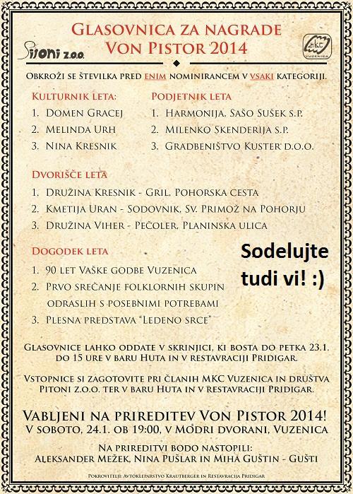 Glasovnica VON PISTOR