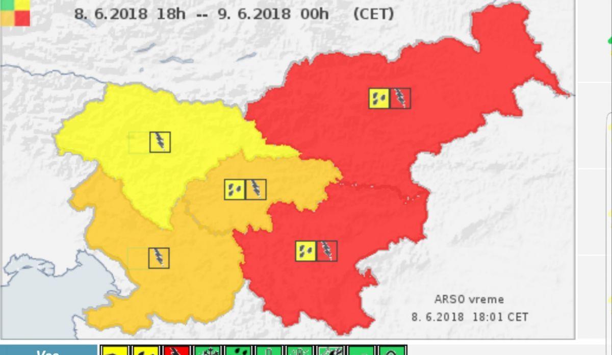 Rdeč alarm tudi za Koroško: Možna močnejša neurja z nalivi, sunki vetra, točo