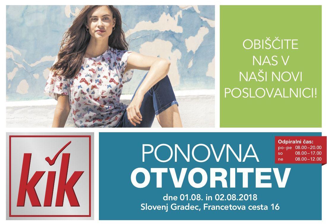 V Slovenj Gradcu se ponovno odpira prenovljena trgovina KiK, ki bo svoja vrata odprla 1. avgusta na Francetovi cesti 16