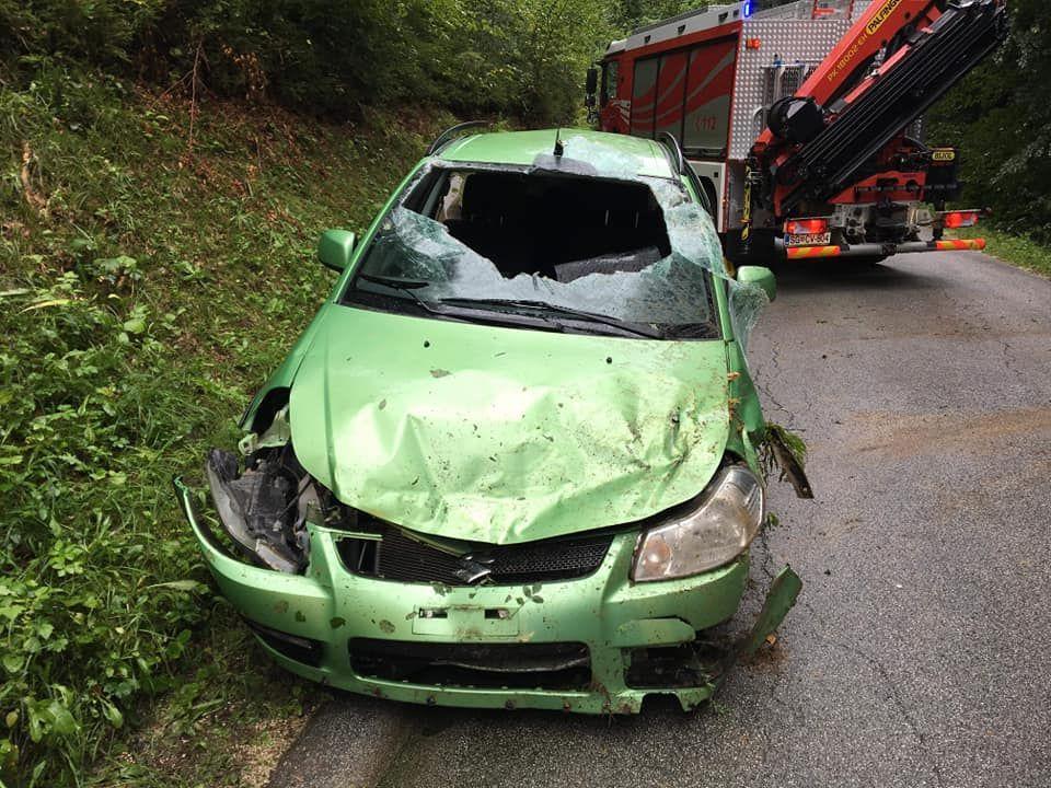 Z vozilom zdrsnil s cestišča (FOTO)