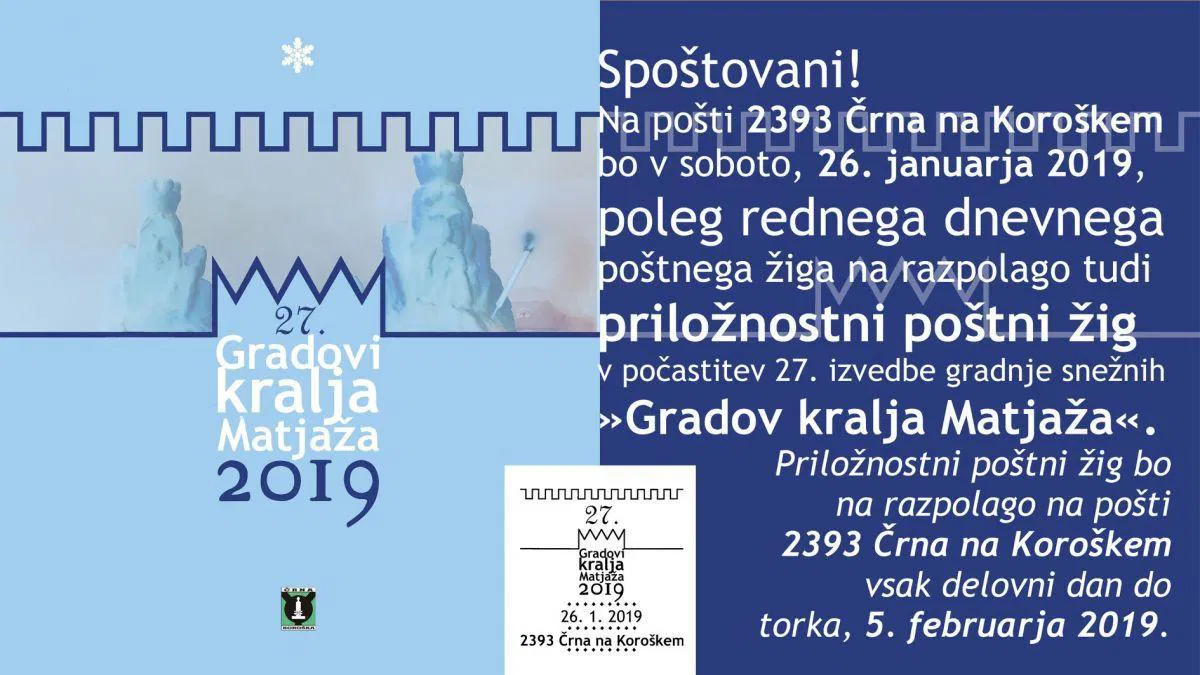 V Črni se bodo Gradovom kralja Matjaža poklonili tudi s priložnostnim poštnim žigom