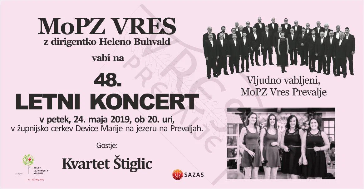 Moški pevski zbor Vres vabi na letni koncert