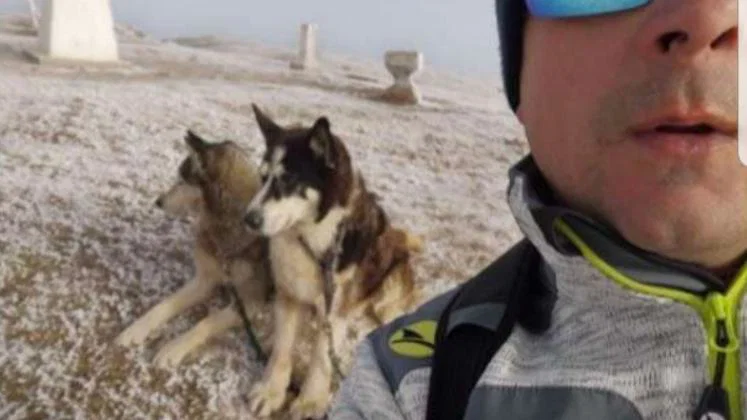 Močno utrujena psička počakala ob poškodovanem lastniku do prihoda reševalcev