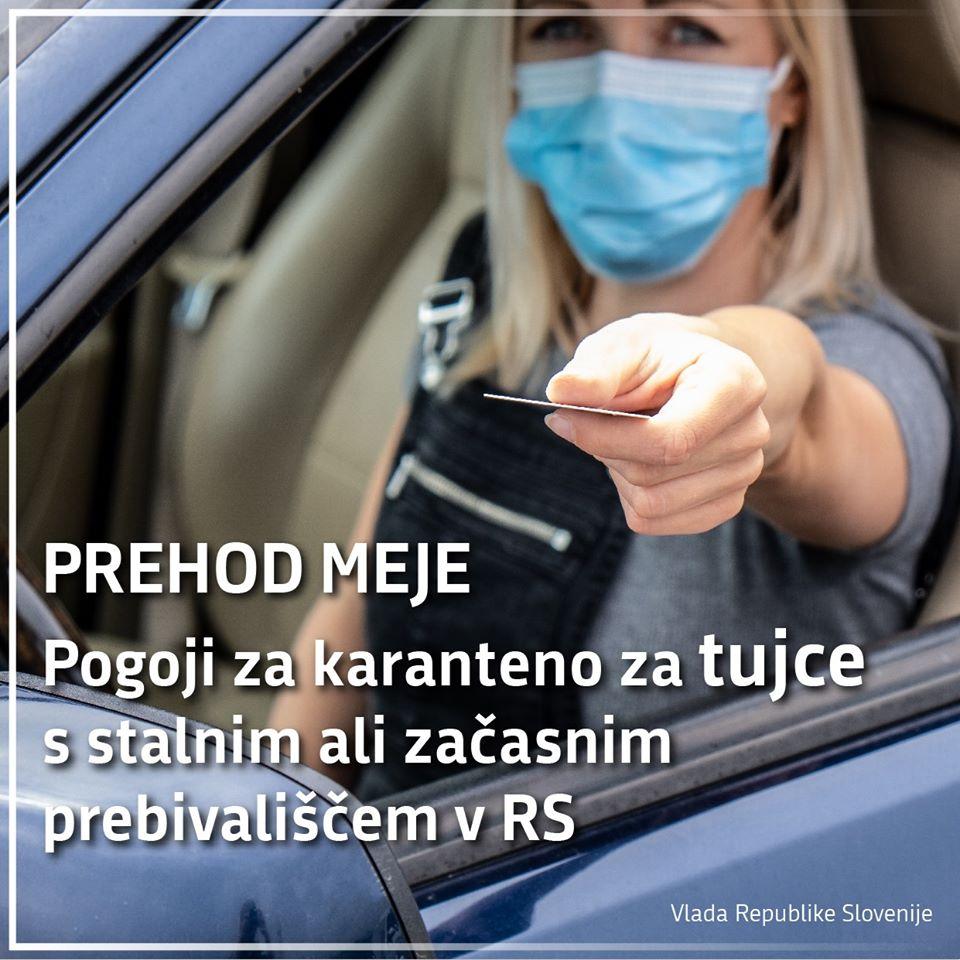 Pogoji za prehod meje in karanteno za tujce s stalnim ali začasnim prebivališčem v RS