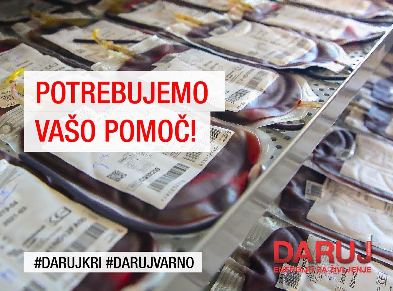 Krvodajalci vabljeni: Zaloge krvi so nizke