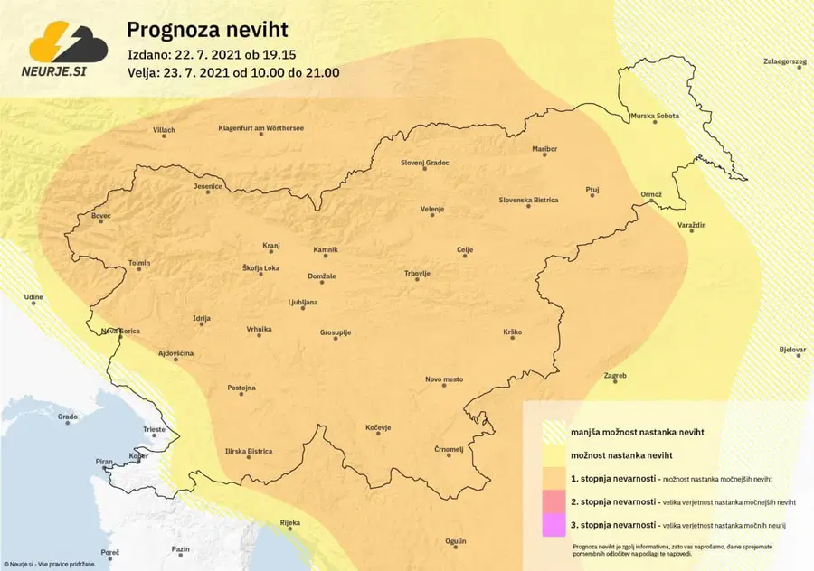 Danes možne nevihte s točo