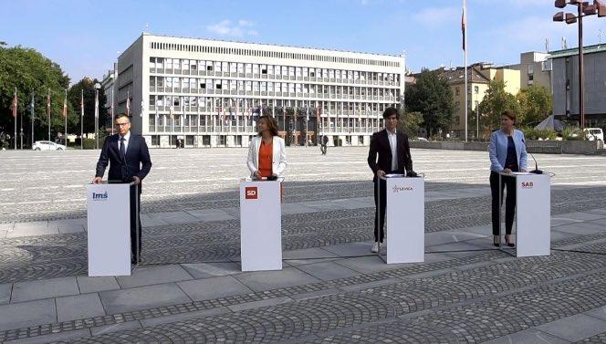 LMŠ, SD, Levica in SAB podpisali sporazum o povolilnem sodelovanju. Janša: Ta sporazum bomo komentirali, ko bodo ponovno razpadli