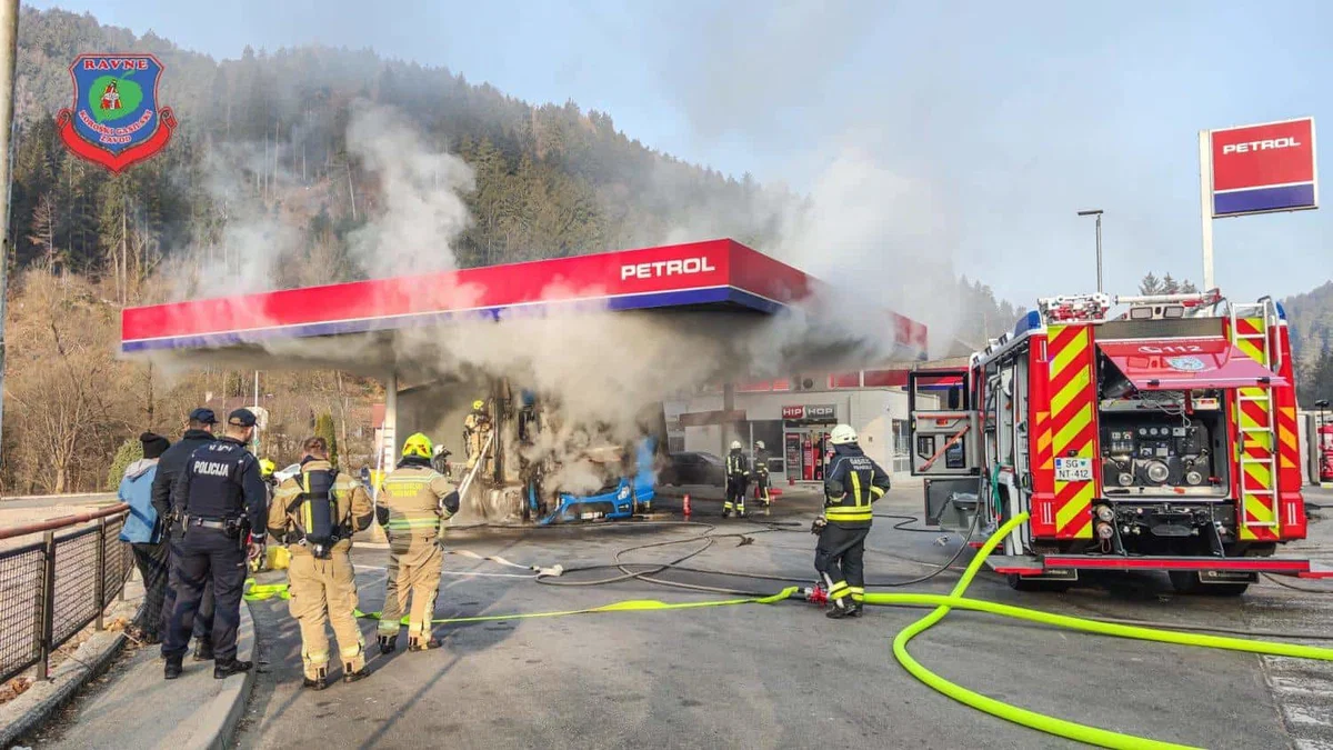 Policija sporočila vzrok sobotnega požara, ki so ga obravnavali na bencinskem servisu na Prevaljah