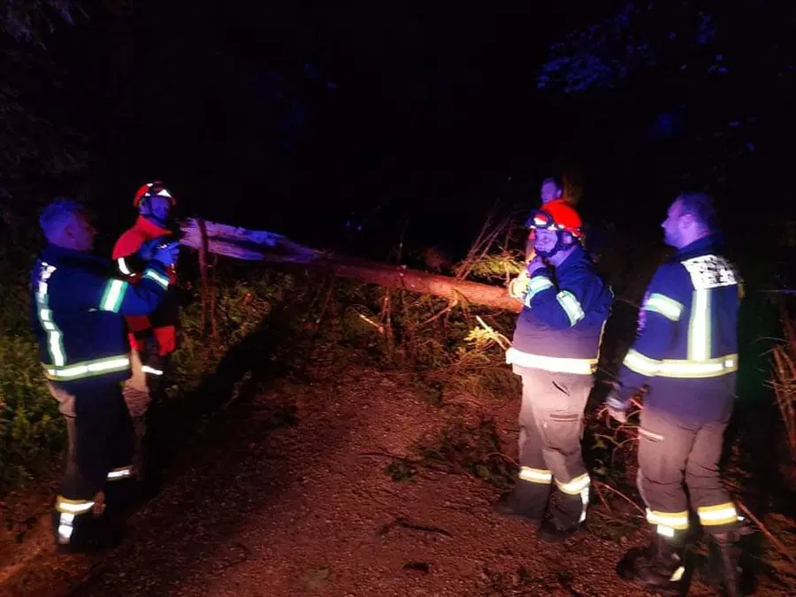 Na Štajerskem in Koroškem v neurju podrta drevesa in razkrita ostrešja