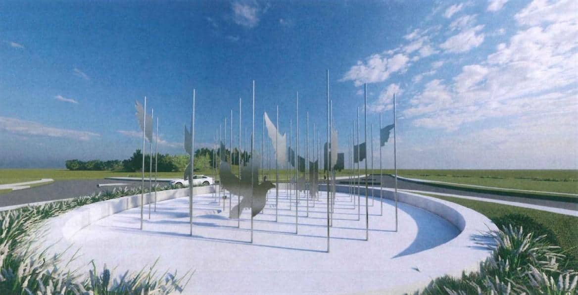 Krožno križišče v Pamečah bo krasila dinamična abstrakcija ptic v letu (FOTO)