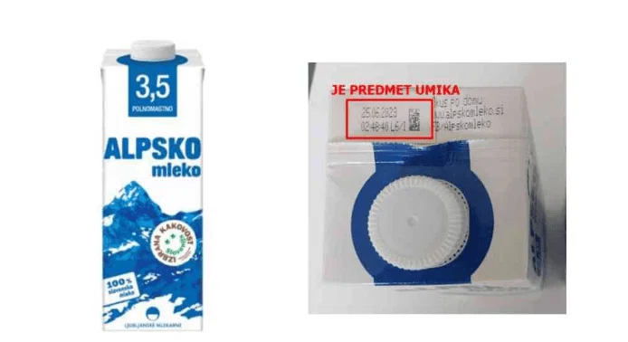 Umik izdelka Alpsko mleko
