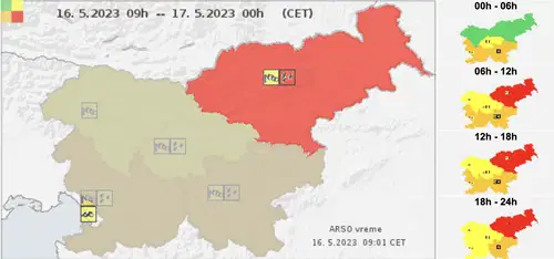 Rdeči alarm za Koroško: Obilne padavine, možnost poplav