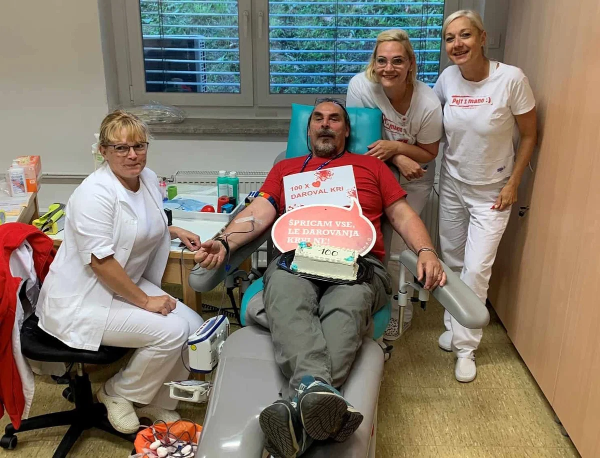 Peter Škratek daroval kri že stotič