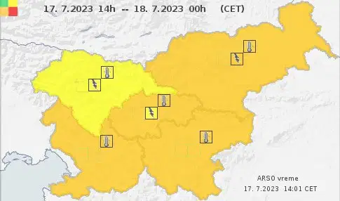 Pozor: ARSO napoveduje visoko toplotno obremenitev, možne tudi nevihte