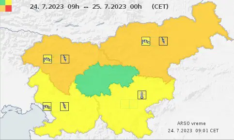 Arso za sever Slovenije za popoldne izdal oranžno vremensko opozorilo