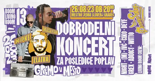 DANES: Dobrodelni koncert za posledice poplav: v Slovenj Gradec prihajajo Nipke, Masayah in Zlatko
