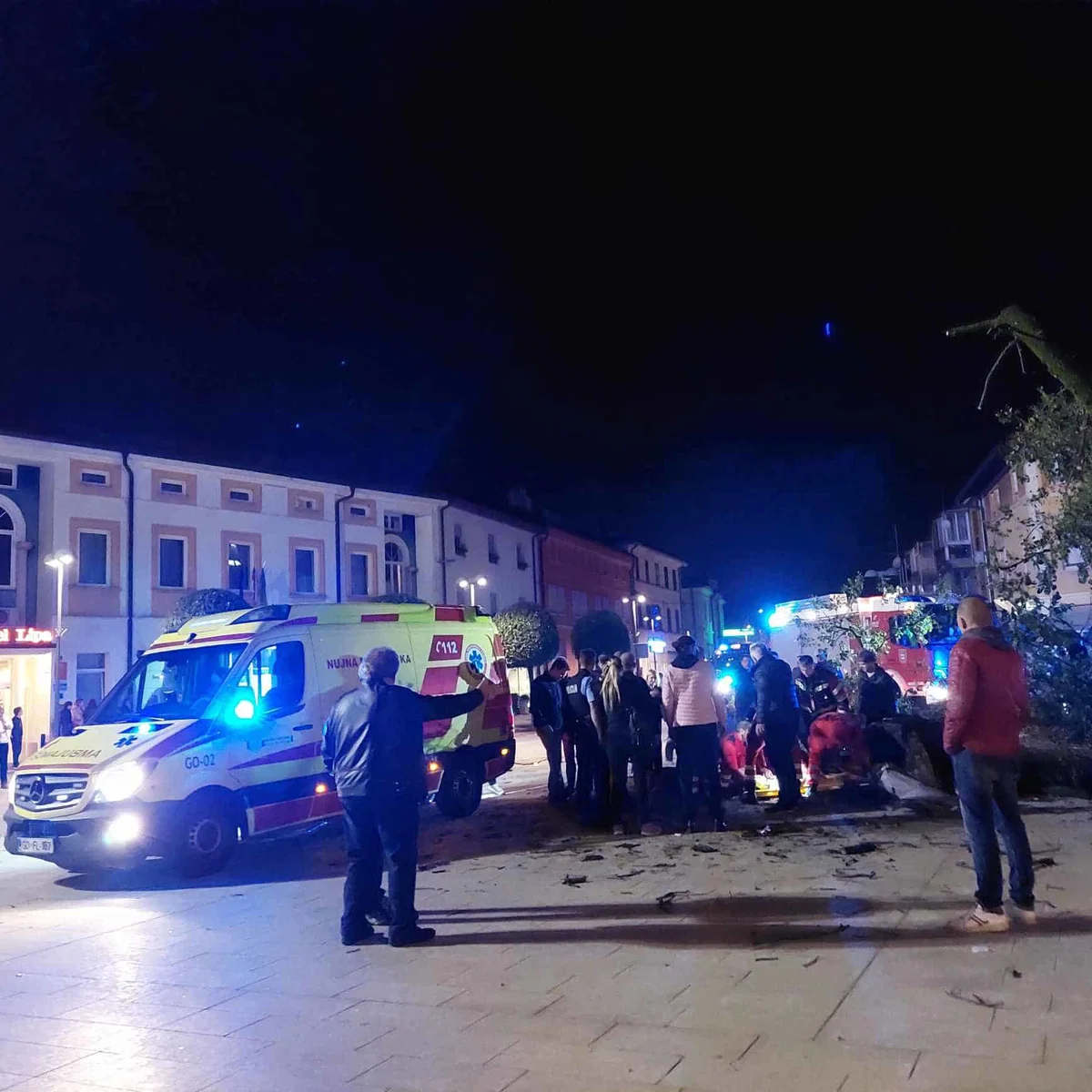 FOTO: Martinovanje v Šempetru pri Gorici se je neuradno sprevrglo v nočno moro. Podrlo se je drevo