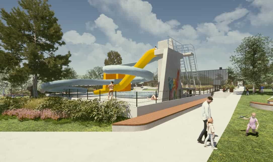 Kmalu v Slovenj Gradcu bazenska skakalnica in bazenska plaža s tobogani ter centralnim otroškim igriščem