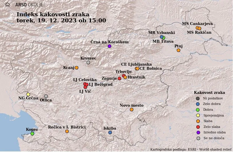 Opozorilo: ARSO izdal opozorilo glede povišane ravni delcev PM10 v zraku