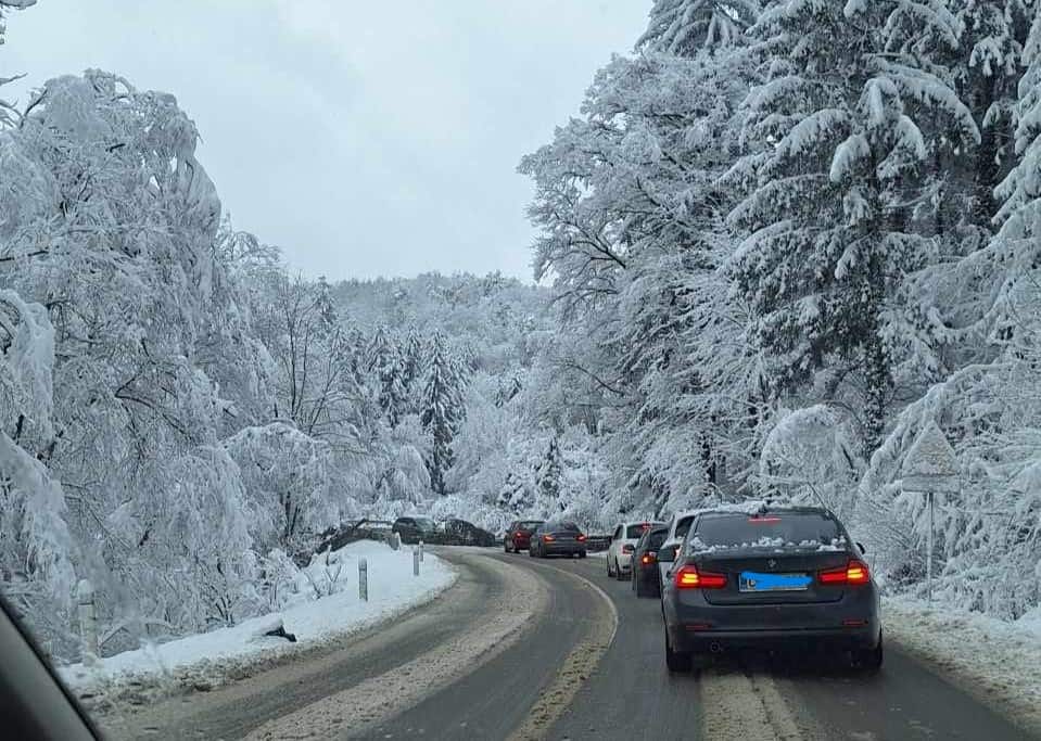 Obvestilo: V Hudi luknji podrto drevo ovira promet