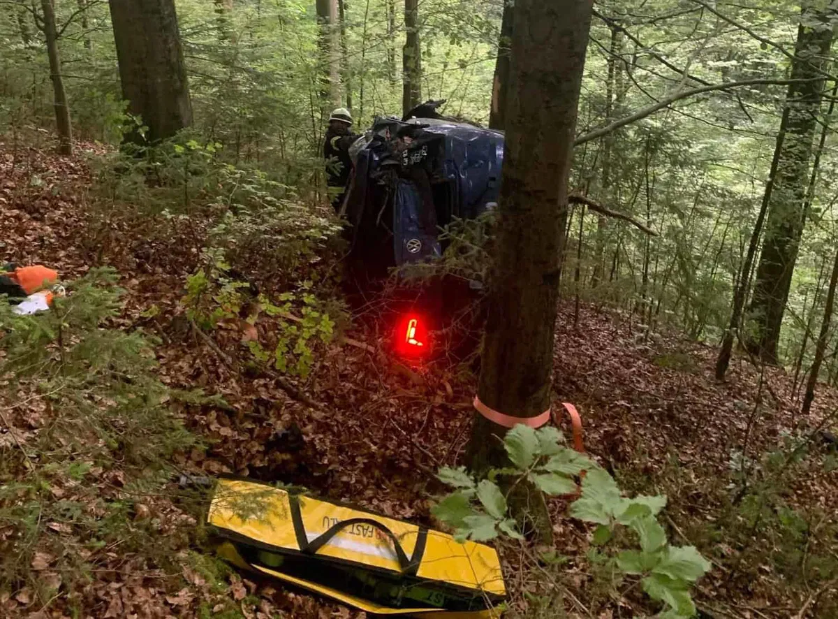 Prometna nesreča v Podgorju: Vozilo zapeljalo z vozišča, ena oseba poškodovana
