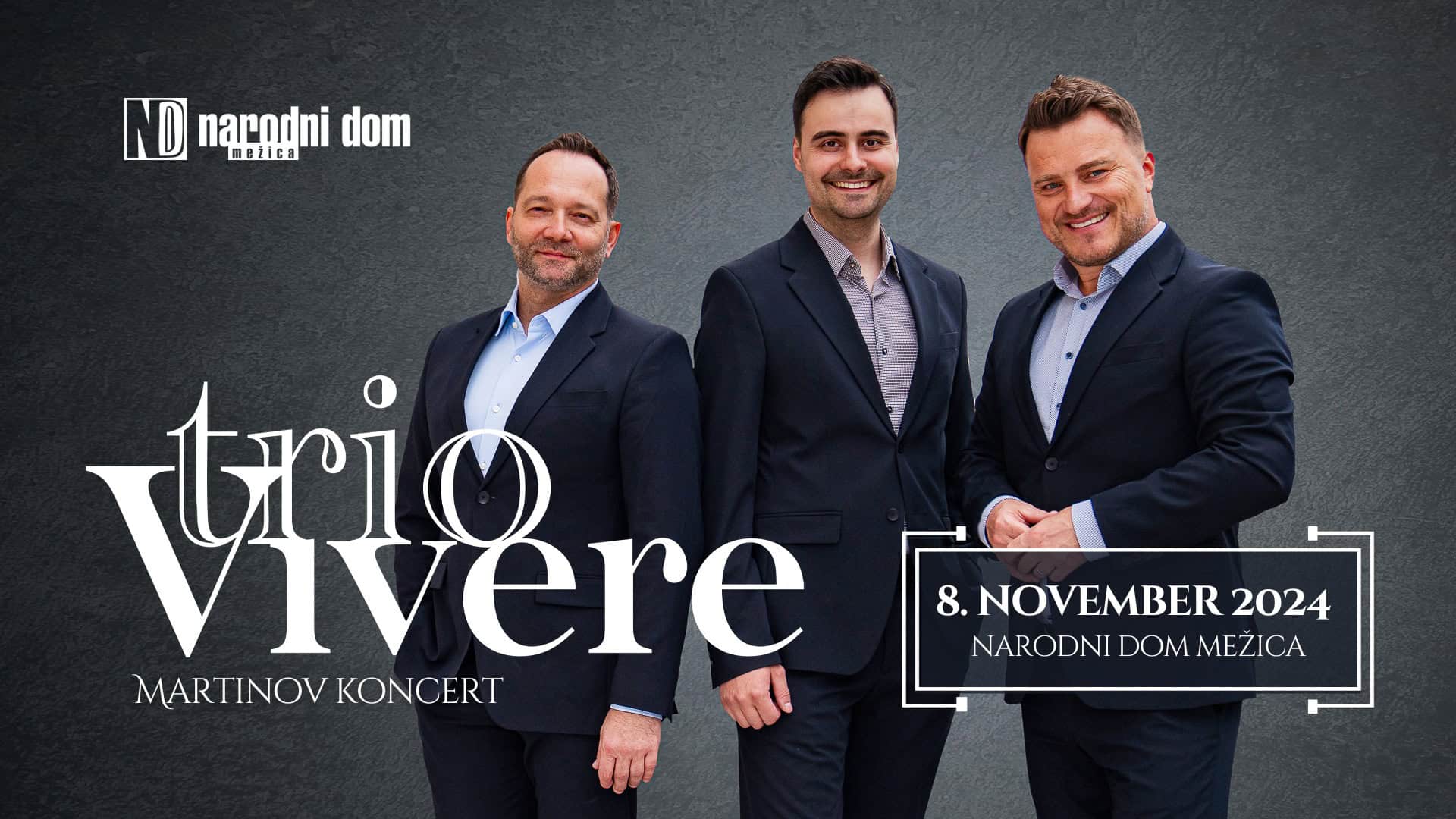 V Mežici bo za čaroben večer poskrbel Trio Vivere