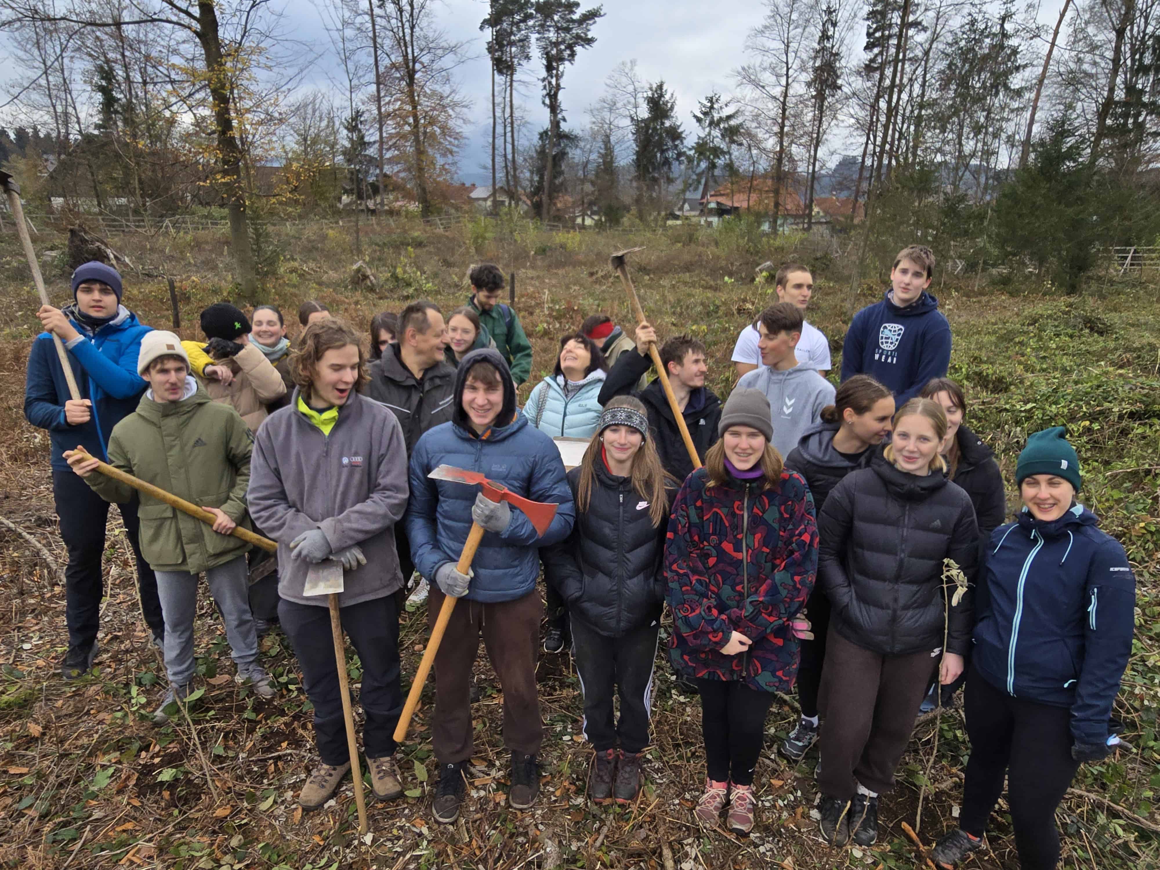 FOTO: Dijaki Gimnazije Slovenj Gradec zopet sodelovali z ZGS pri pogozdovanju