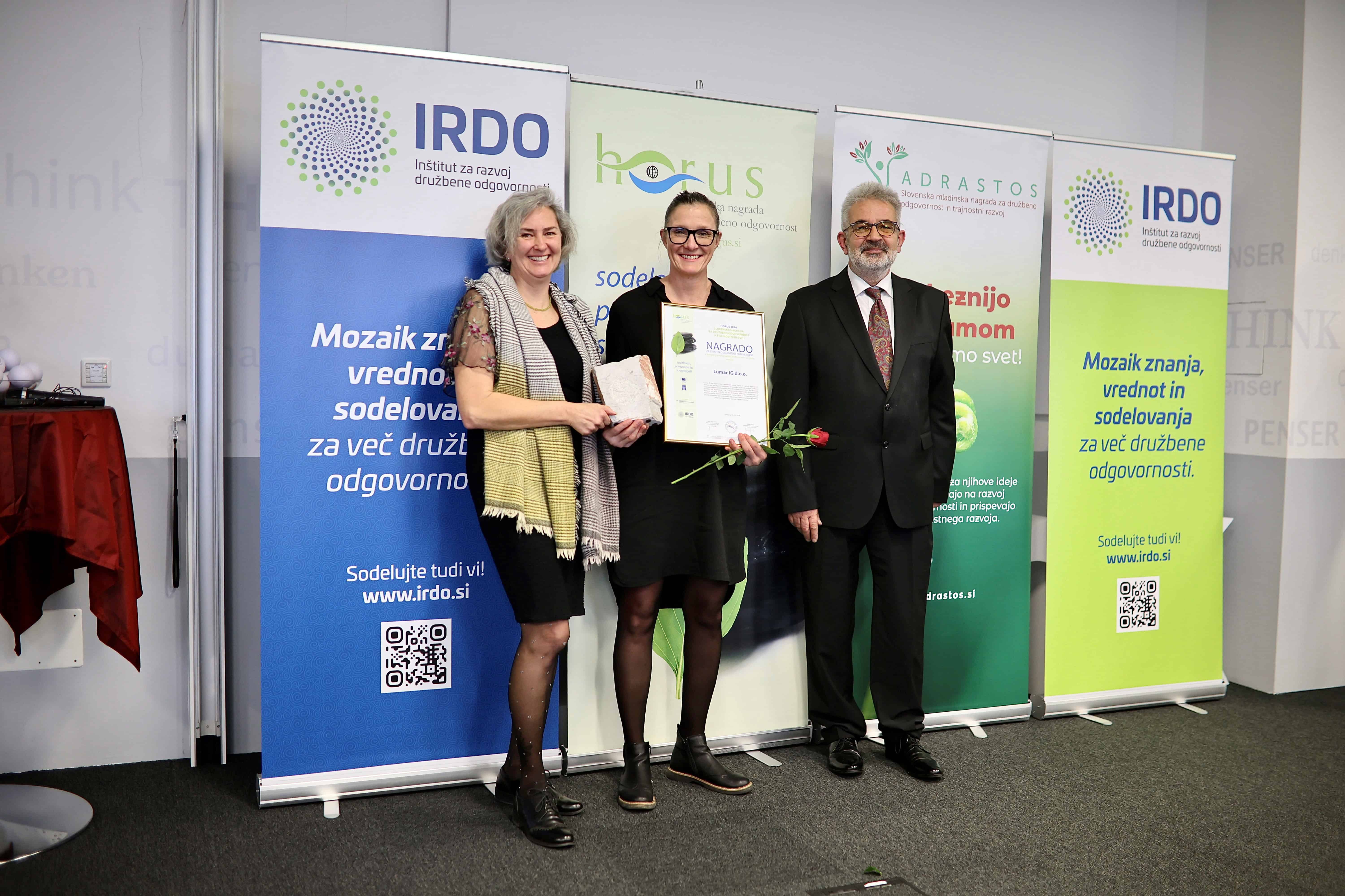 Lumar že drugič prejel nagrado HORUS za strateško družbeno odgovornost in trajnostni razvoj
