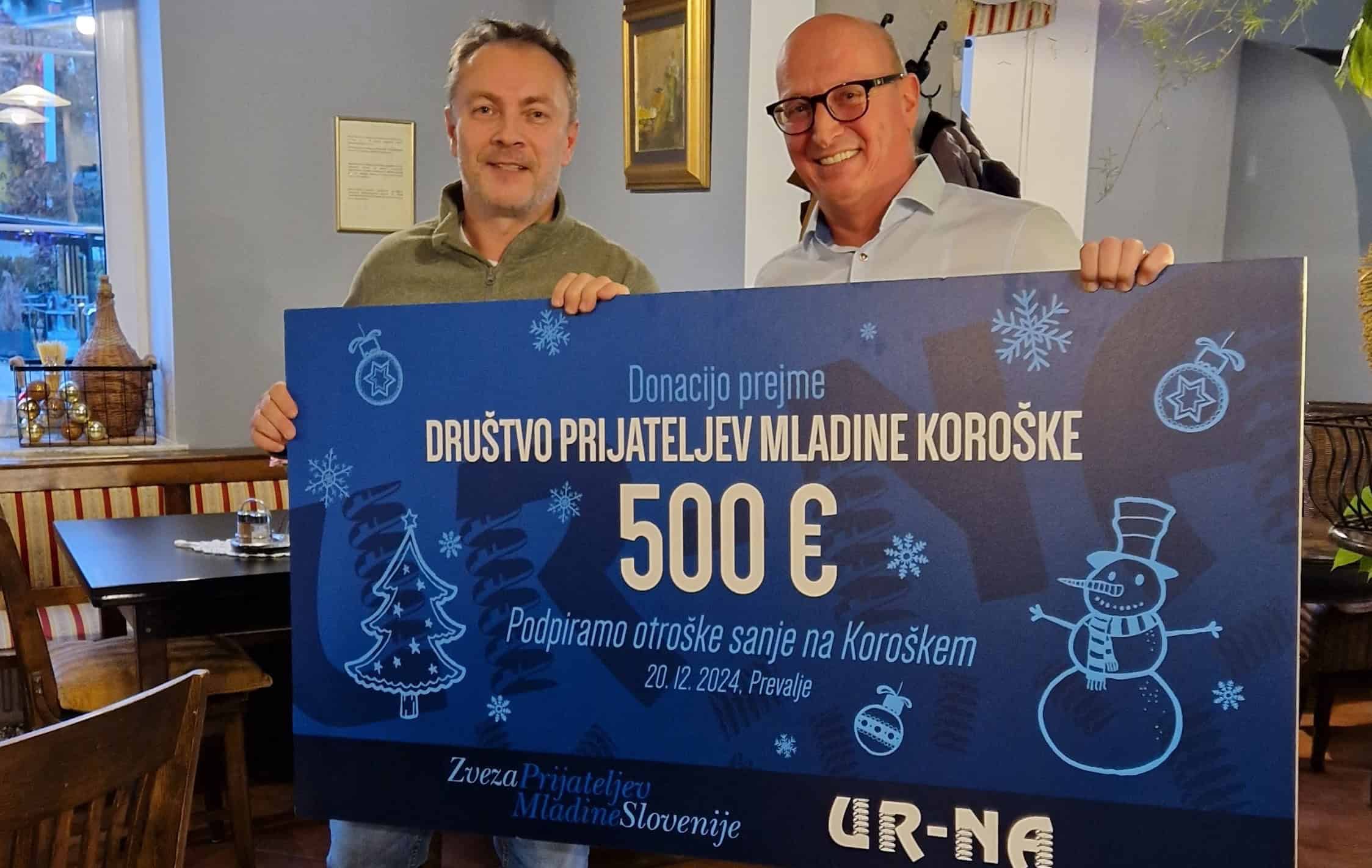 Podjetje UR-NA s Prevalj predalo donacijo Društvo prijateljev mladine Koroške