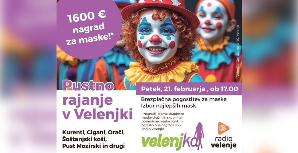 Danes: Veliko pustno rajanje v Velenjki