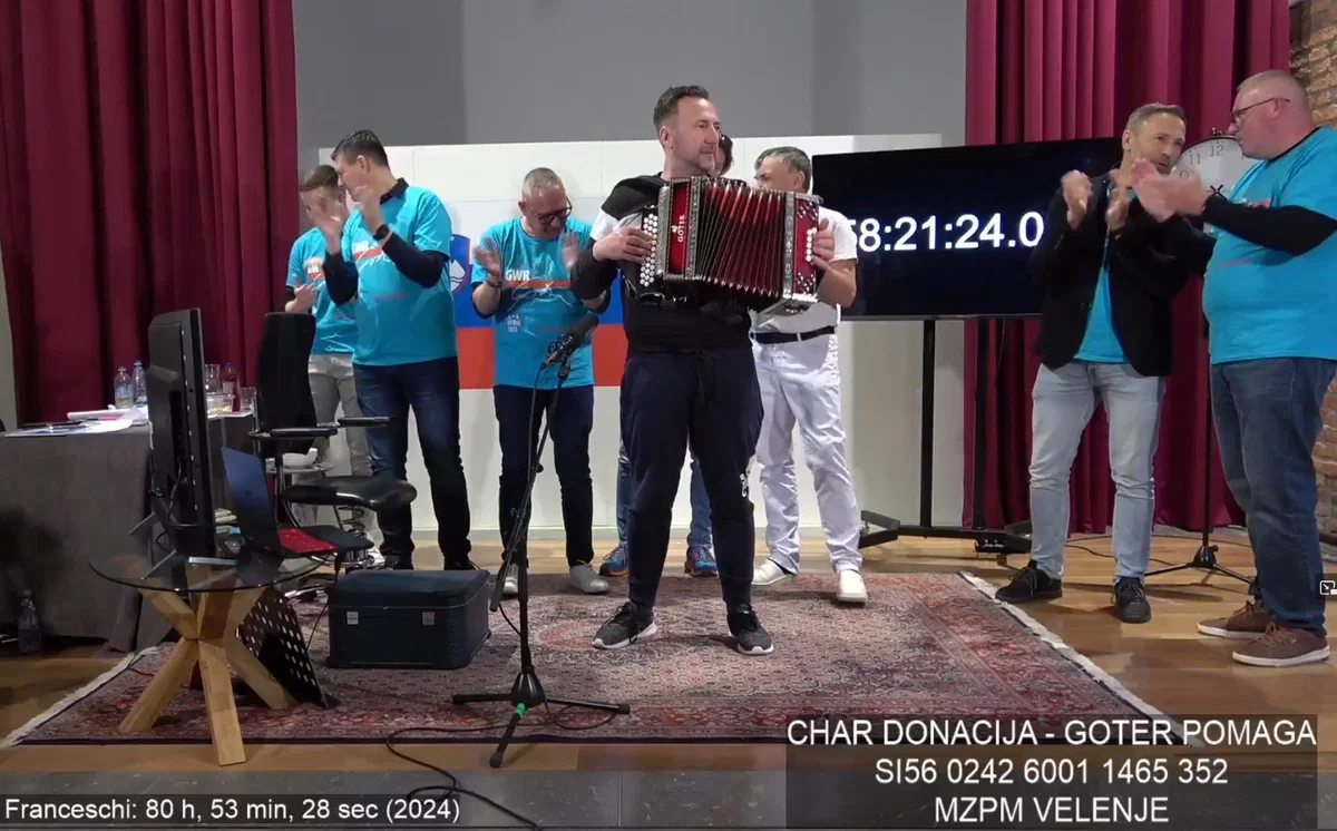 Robert Goter s harmoniko podrl slovenski rekord, ne pa tudi svetovnega