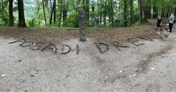 Otroci na delavnici Ljudske univerze Ravne ustvarili naravni grafit v parku