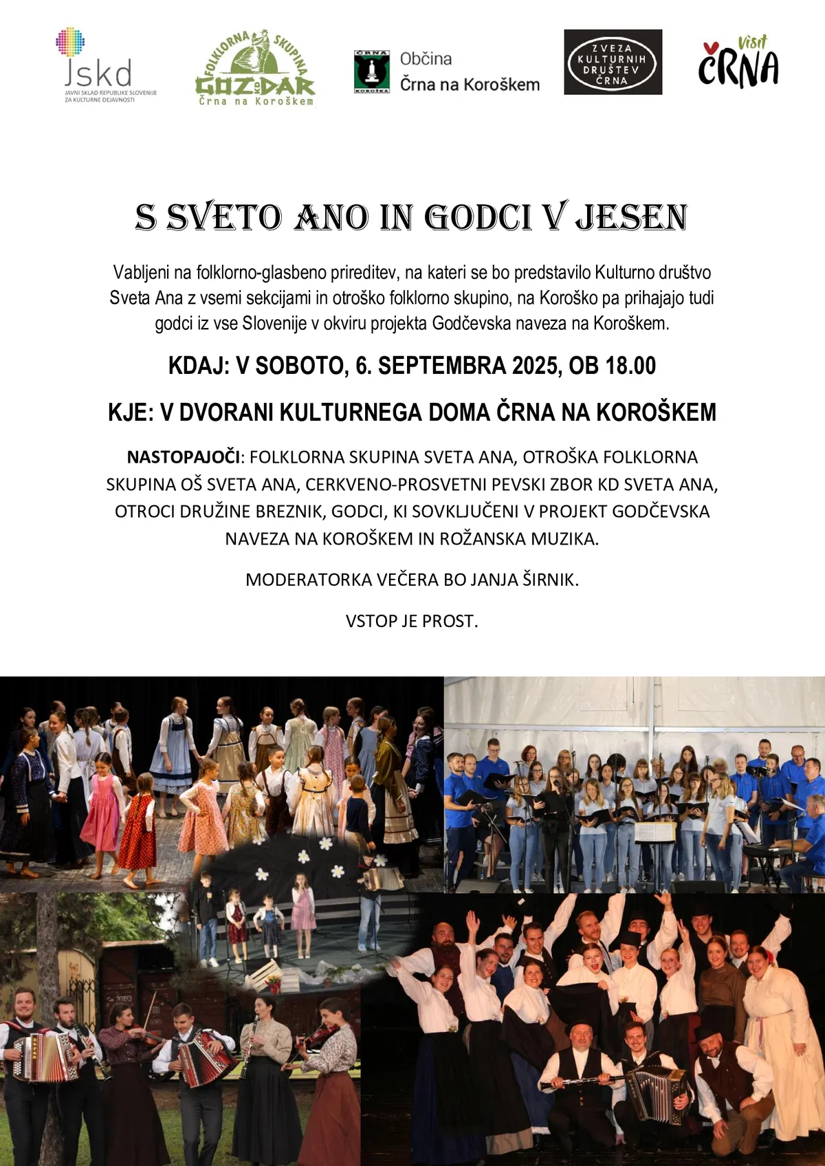 Vabljeni na folklorni večer S Sveto Ano in godci v jesen