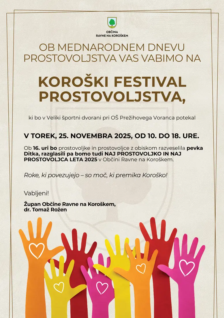 Jutri Ravne vabijo na Koroški festival prostovoljstva 2025